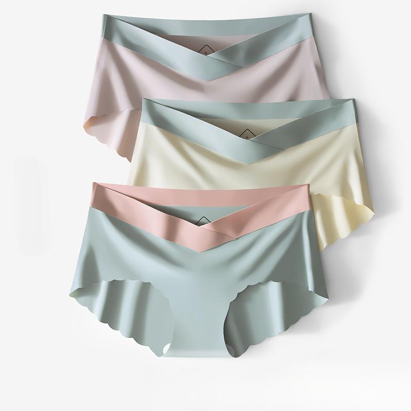 Бесшовные трусики из ледяного шелка, удобное женское нижнее белье, женские трусы с низкой талией, трусики для беременных больших размеров, сексуальное женское белье