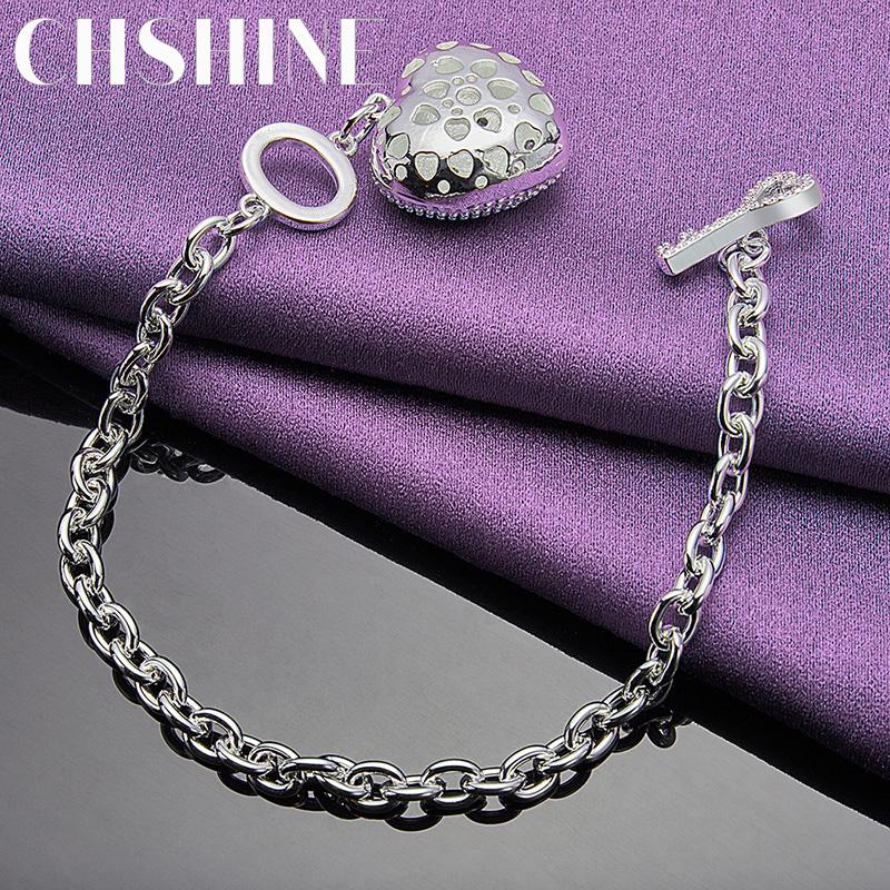 CHSHINE 925 Sterling Silver Heart Pendant Bracelet Fashion Charm For Women High Quality Jewelry