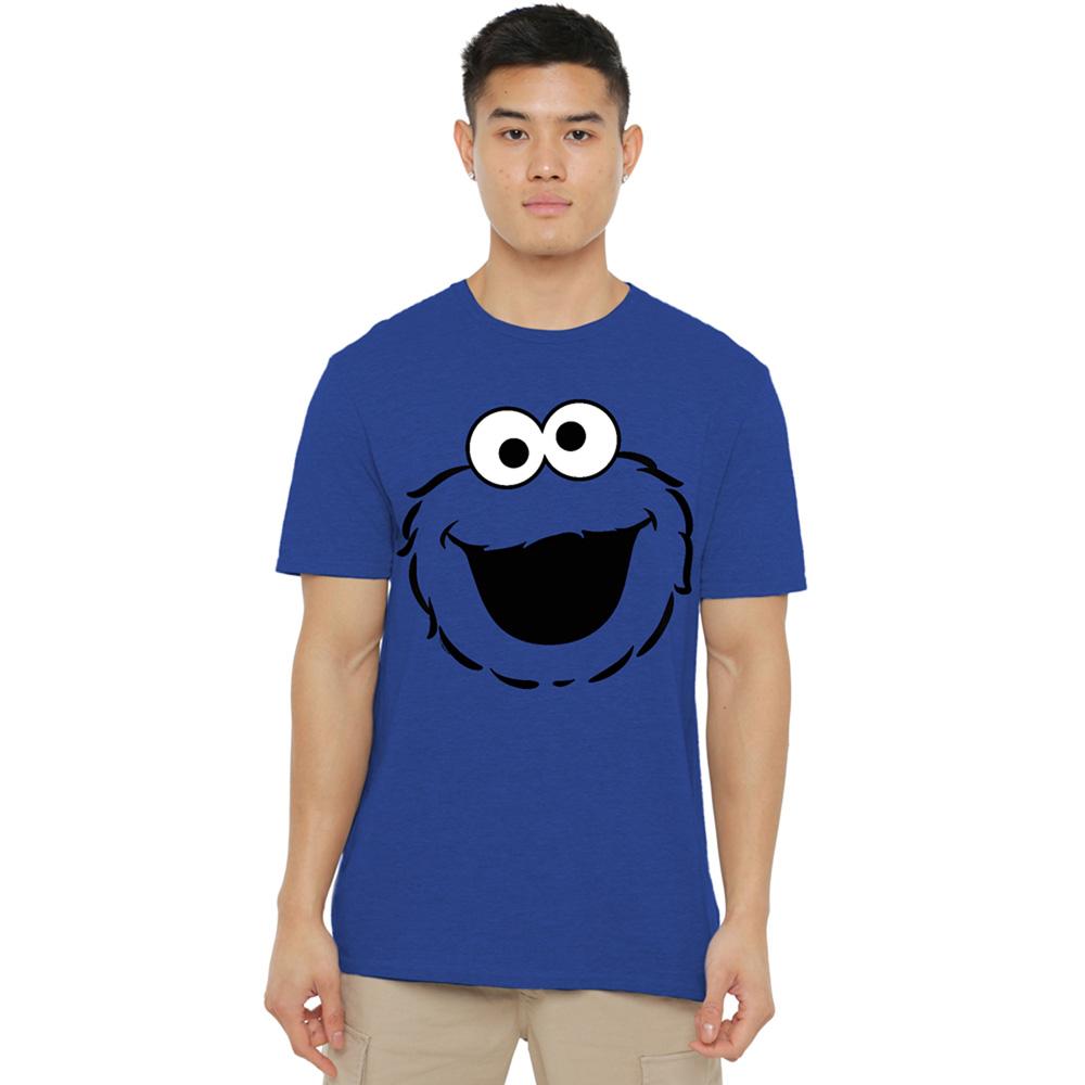 Sesame Street Unisex Adult Cookie Monster Full Face Heather T-Shirt