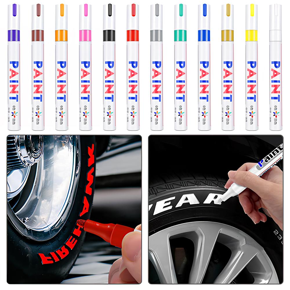 12 Colors Paint Marker Pen Fade-proof Car Tyre Tire Tread CD Metal Permanent Paint Marker Graffti Oily Macador Caneta Stationery