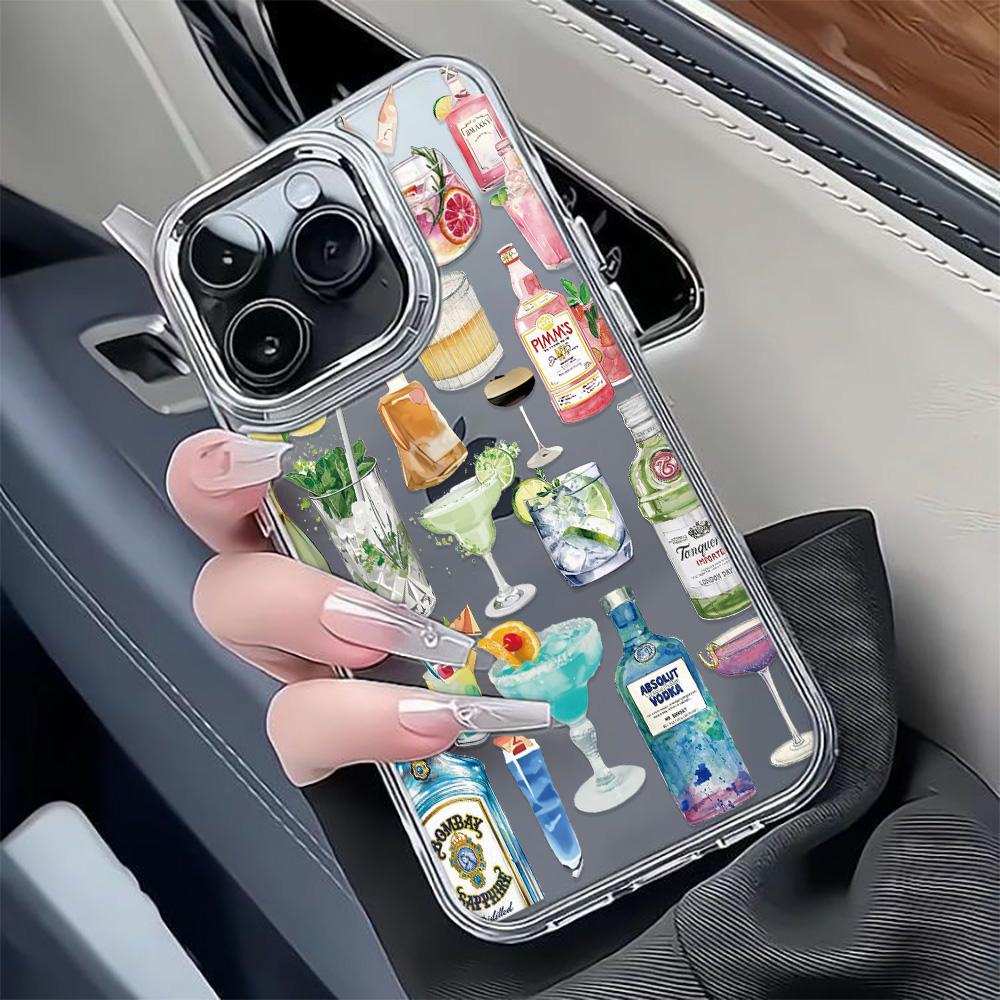 Drink Quilt Phone Case For Iphone 17 15 14 13 Pro Max 11 12 Max 7 8 Plus Stylish Shockproof Soft Coque Cover