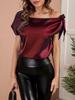 2024 European & American Women's Asymmetric One-Shoulder Lace-Up Satin Top