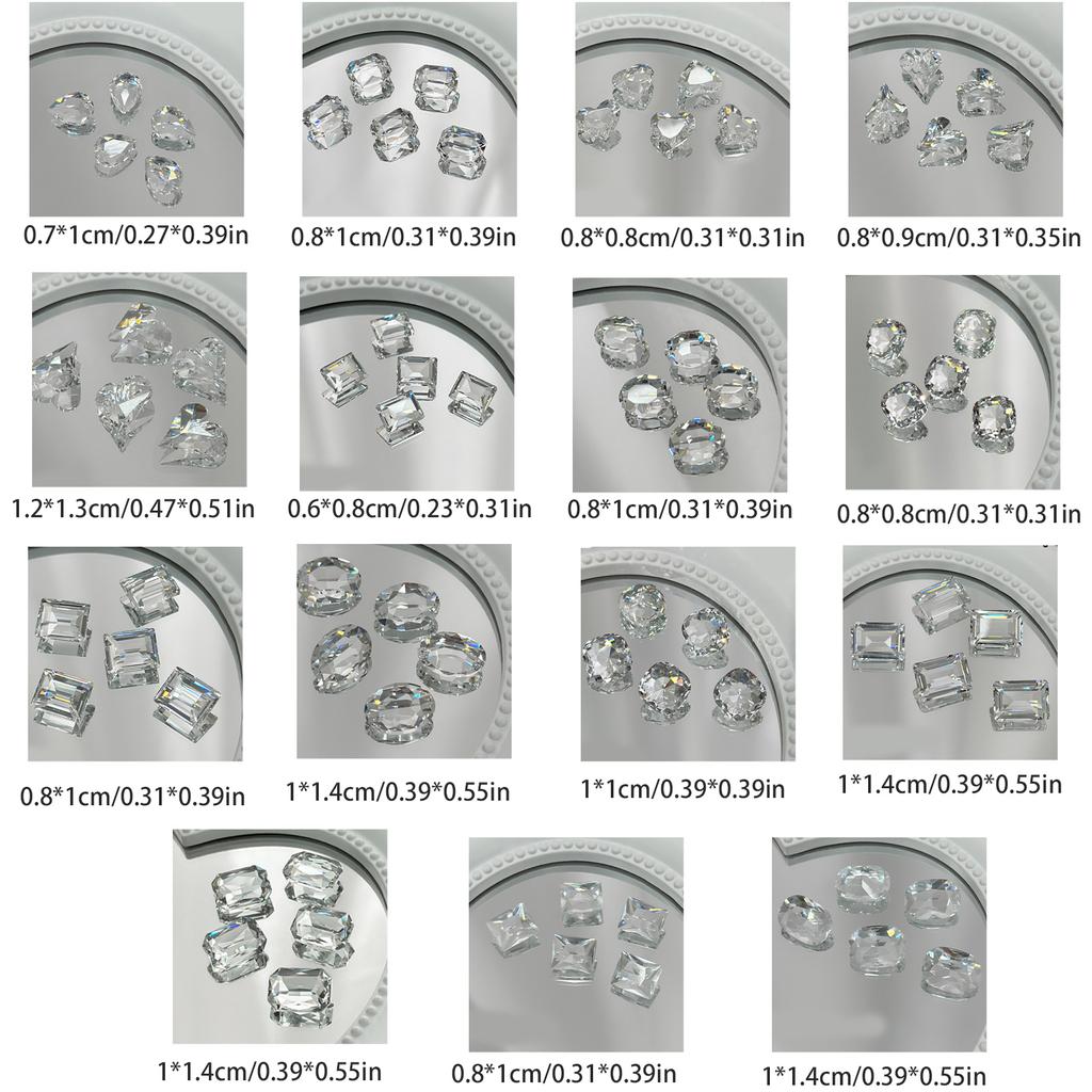 5Pcs Pointed Bottom Nail Rhinestones Gems 3D Mixed Shapes Clear Crystals Diamonds for Nail Phone Case Frame Crafts DIY