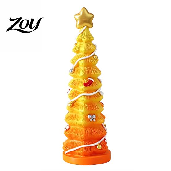 Small Decorative Trees for Home Resin Christmas Tree Figurine, Gradient Green Orange Tabletop Decor with Star Desktop Holiday Accents Topper,