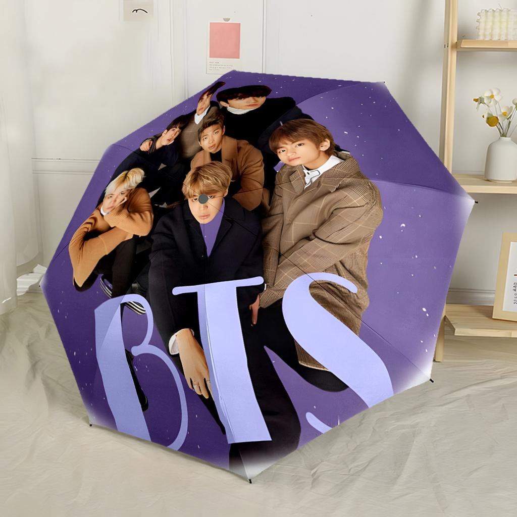 BTS idol Automatic Umbrella with 8-Rib Sturdy Construction Travel Essential Fashionable Perfect Birthday Christmas Gift Idea