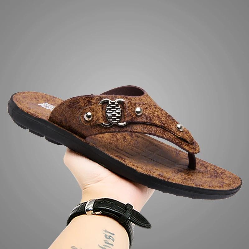 Luxury Slippers Walk Around Home Men's Summer Slippers for Men 2024 Sandals Men's Platform Flip Flops Man Male Shoes Sneakers