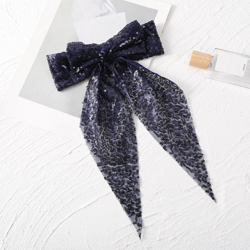 Glitter Sequin Bow Hair Clip Large Double Layer Lace Fashion Barrette Alloy Spring Bottom Clip Hair Bow Women Hair Accessories