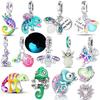 Original Charms Copper Blue Chameleon Firefly Night Light Animal Pendant Beads Fit Bracelet Women Jewelry Accessory Gift Diy