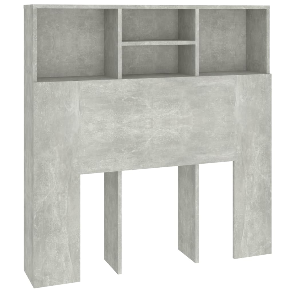 Bed Headboard with Shelves Concrete Grey 100 x 19 x 103.5 cm