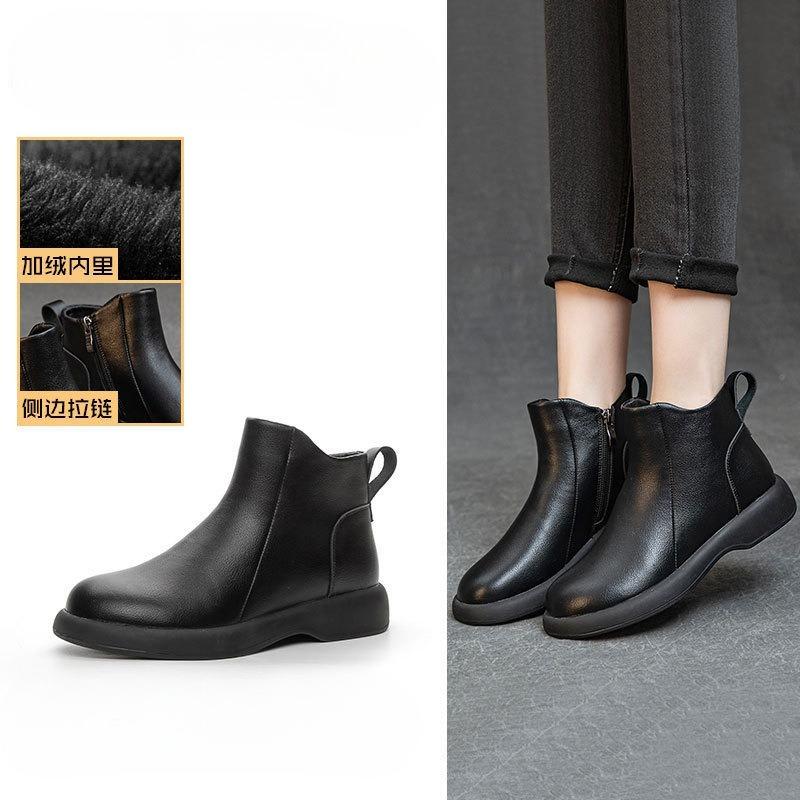 Autumn and Winter Retro Soft Leather Women's Boots 2025 New Style Versatile, Chunky, Fashionable and Simple Women's Ankle Boots