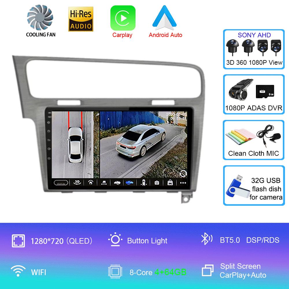 Автомобильное радио Android 14 для Volkswagen VW Golf 7 MK7 GTI 2013-2020 Carplay HD Мультимедиа Авто Qualcomm GPS Стерео Видео Плеер 2din