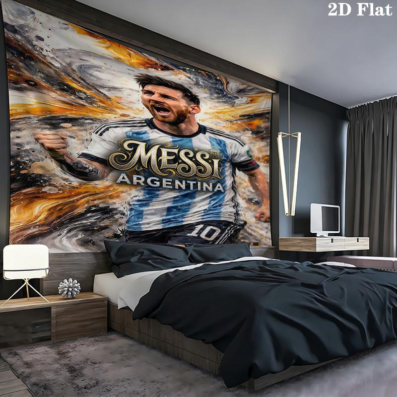 Messi Custom Name Wall Tapestry Aesthetic Wall Hanging Printed Fabric Blanket Decorative Tapestries For Bedroom Living Room Home Decor
