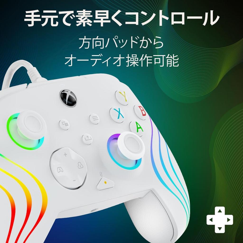 Officially Licensed Xbox PDP by TURTLE BEACH Afterglow Wave LED Wired Controller for Xbox Series X|S and PC - White [Official Japanese Product]
