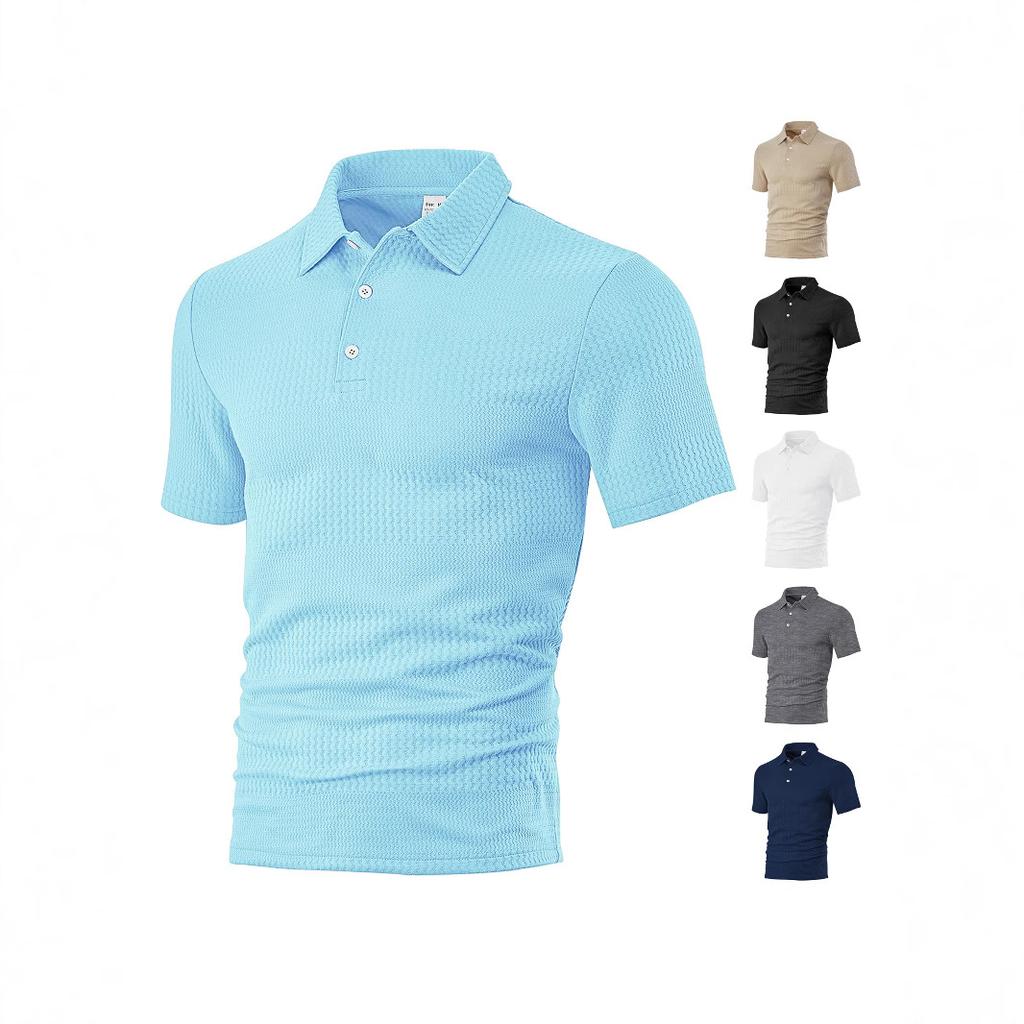 Fashion year European and American men's clothing new spot summer loose casual lapel jacquard short-sleeved polo shirt