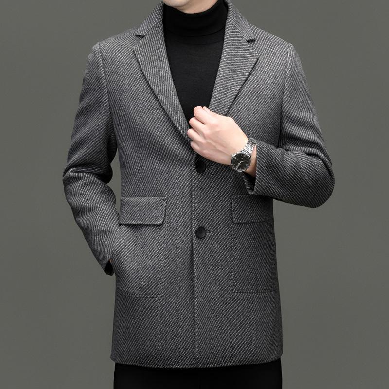 Mid-length Wool Double-sided Cashmere Coat for Men In Winter Middle-aged Dad Removable Down Liner Wool Woolen Coat
