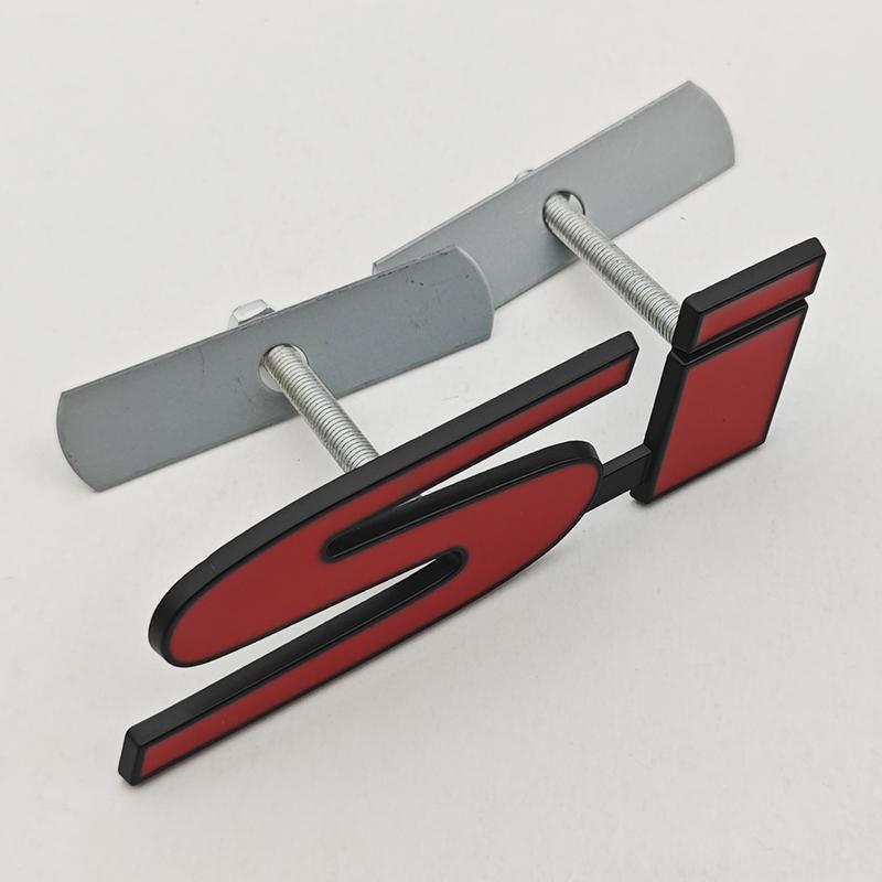 Car Styling 3D Metal Chrome Zinc Alloy Logo SI Front Grille Badge Rear Trunk Emblem w Sticker For Honda Civic SI Auto Accessories