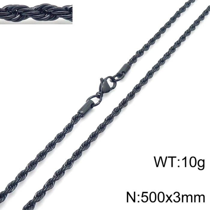 Durable Stainless Steel Rope Chain Necklace - Multi-Size, Titanium Steel for Men and Women