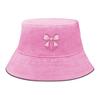 Bucket Hat With Bowknot Pattern Print , Sun Cap Trendy Summer Candy Color Beach Hat