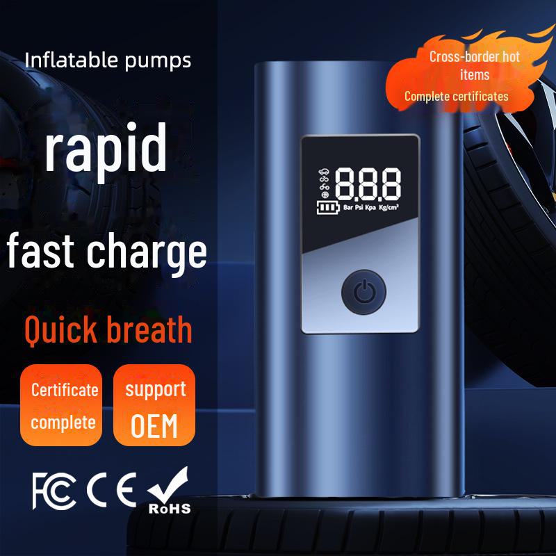 Портативный беспроводной автомобильный воздушный насос с большой батареей и цифровым дисплеем — многофункциональный ручной трансграничный воздушный насос.