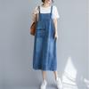 2025 Spring and Summer New Korean Version Denim Strap Medium and Long Versatile Loose Pendulum Solid Color Thin Dress