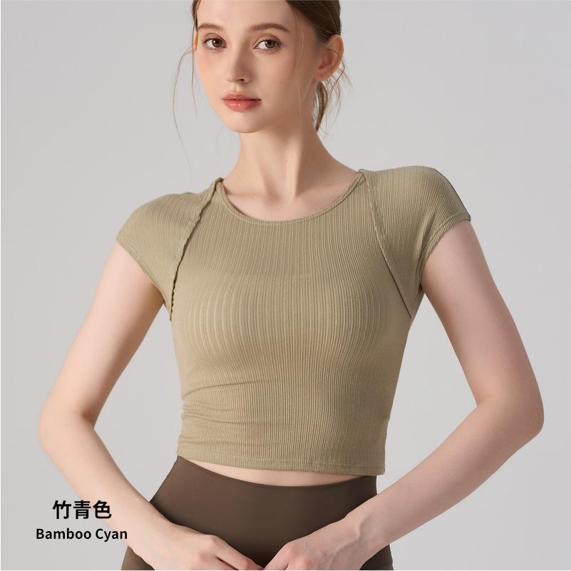 Pilates sports style t-shirt yoga clothes summer thin fitness training running slim and thin short-sleeved top