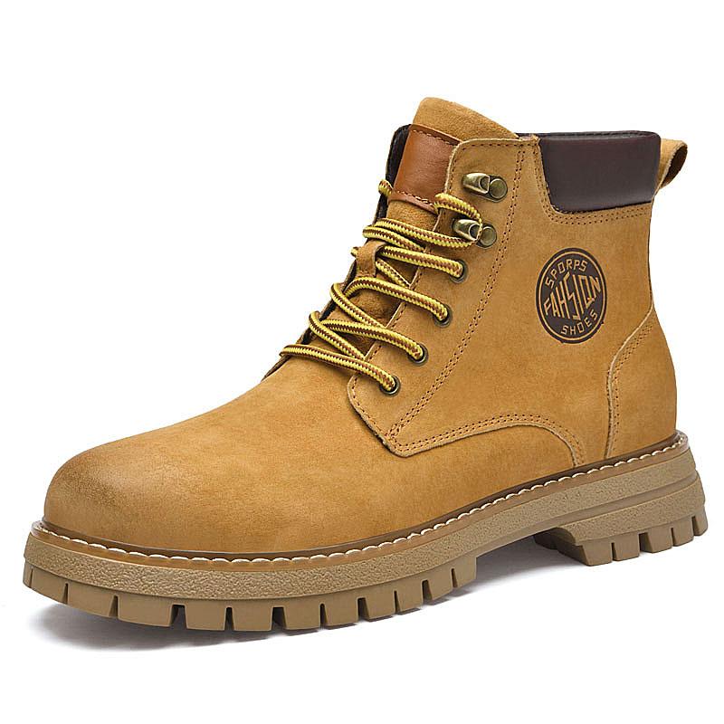 Высококачественные мужские удобные теплые высокие ботинки на шнуровке для осени/зимы, классические мужские износостойкие рабочие ботинки на толстой подошве