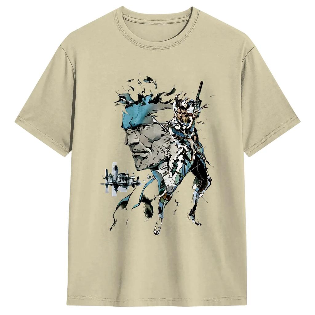 Мужская футболка Metal Gear Solid Snake MGS Crazy из чистого хлопка с коротким рукавом, с круглым вырезом, одежда 4XL 5XL 6XL