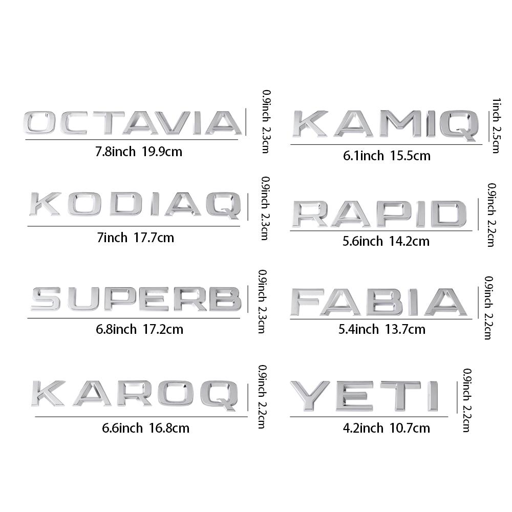HIAQ2 ABS Car Emblem Letter Trunk Tail Sticker Decal Decor Accessories For Skoda Fabia Kamiq Karoq Kodiaq Octavia Rapid Superb YETI