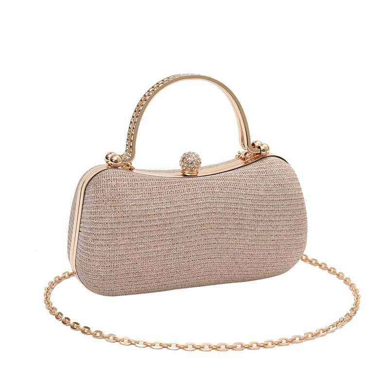 Fashion Chain Handbag, Banquet Bag, Shoulder Crossbody Small Square Bag, Unique Hand Carry Gold Bag