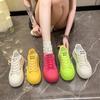 Fashion Fashion Women Shoes 2024 Trendy Sneakers Multicolor Lace-up Thick-soled Casual Shoes Round Toe Women Board Shoes Non-slip