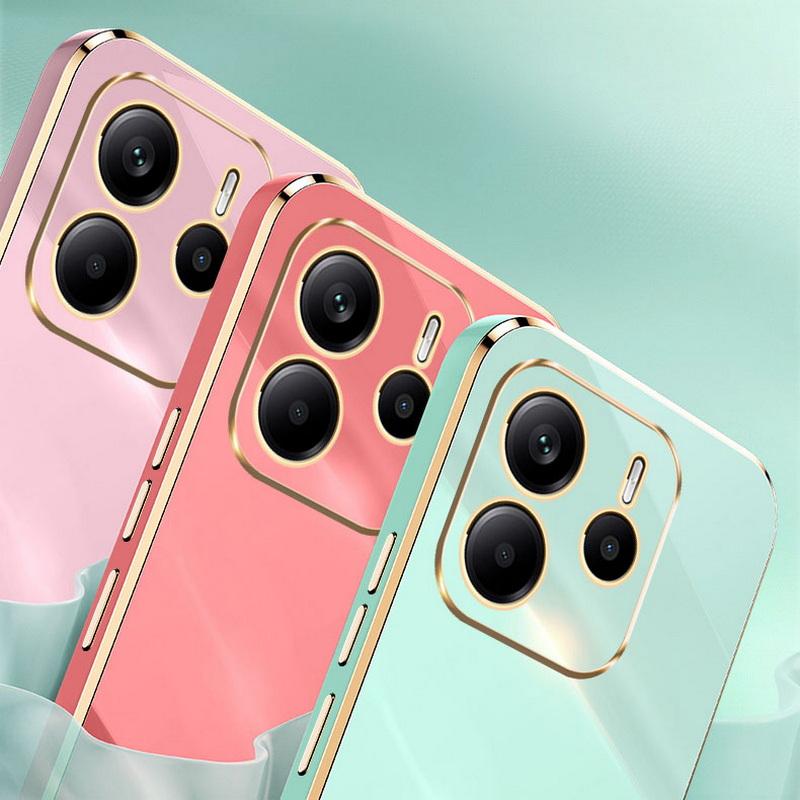 Для Xiaomi 14T Pro 13T Poco X6 M6 Pro X5 Redmi 14C 13C Note 14 Pro 13 12 11 чехол с глянцевым покрытием TPU противоударный мягкий тонкий однотонный чехол для телефона