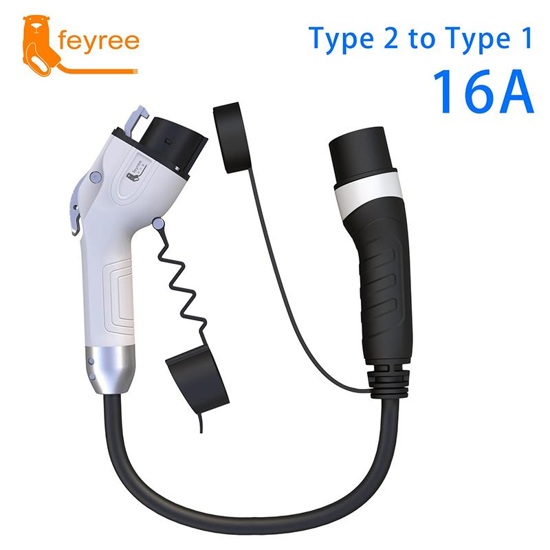 Feyree Car EVSE Charger Plug 16A 3.5kW 32A 7kW Type2 to Type1 J1772 Cord Charging Cable Adapter for EV Charging Station Electric