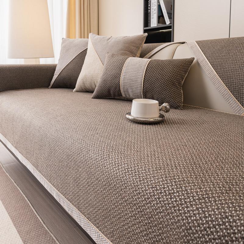 Woven Cotton and Linen Sofa Cushion for All Seasons Universal Non-slip Sofa Cover Backrest Cover Cloth Towel