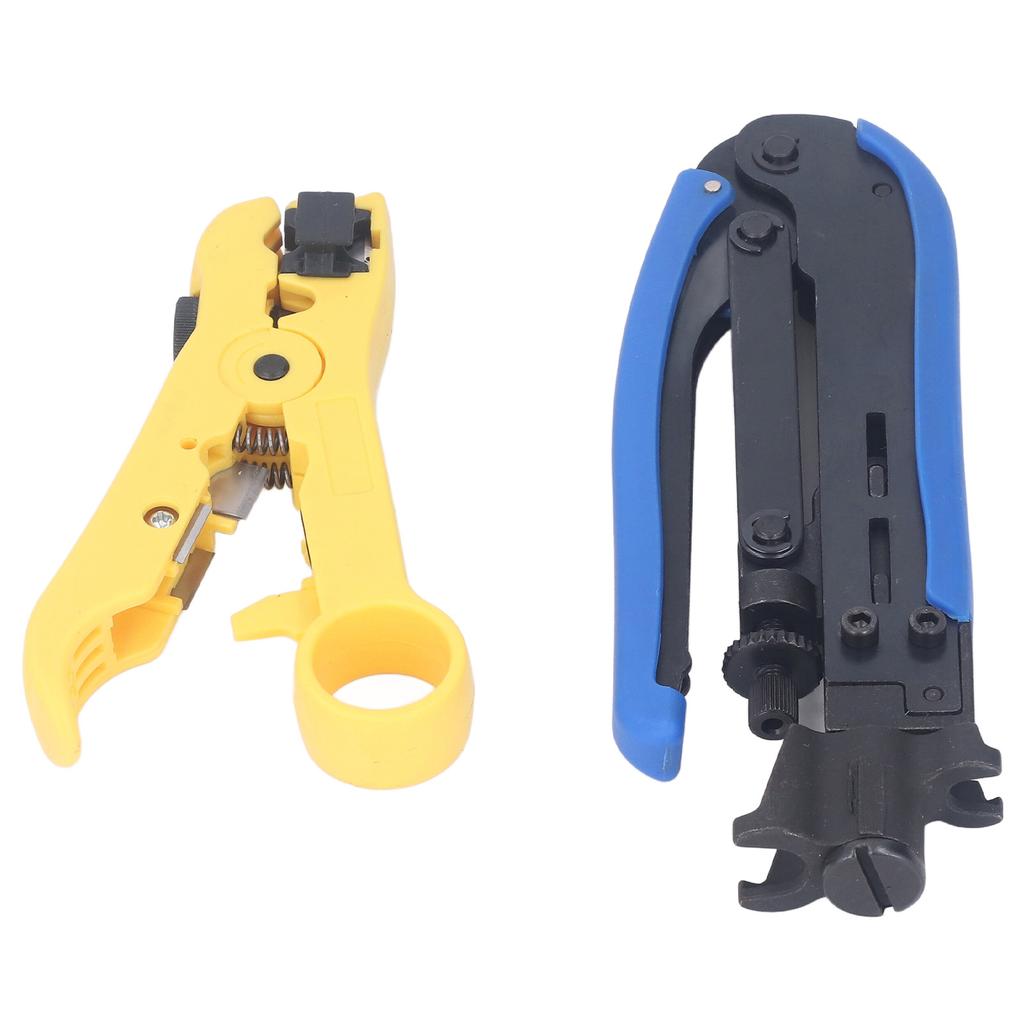 Coax Crimper Tool Kit for Cable Compression with Stripping Tool Wire Stripper 10pcs Connector
