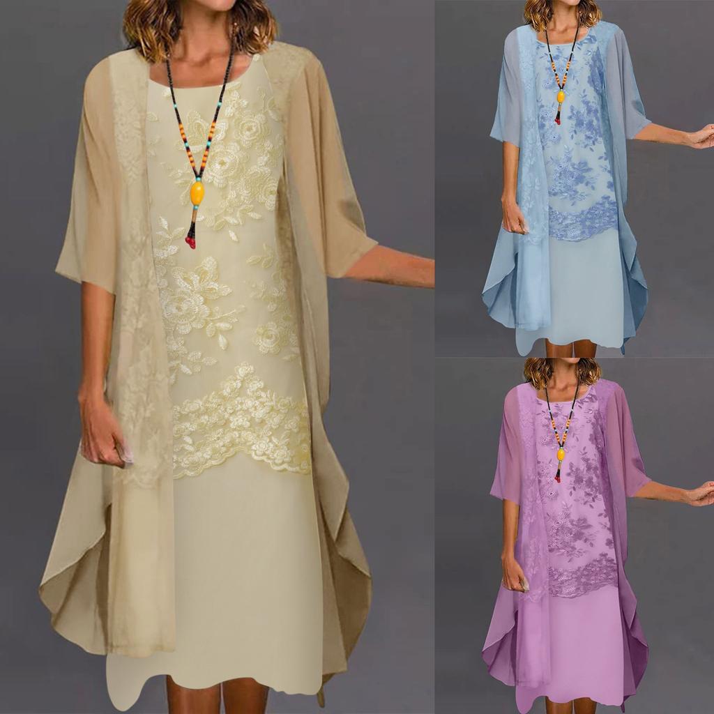 Women's Lace Print Cocktail Dress Festive Bridesmaid Wedding Midi Evening Dresses Sleeveless Vintage Tulle Cardigan