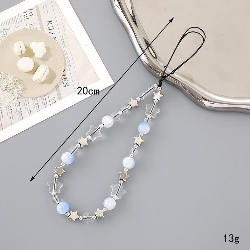 Korean Love Heart Beaded Phone Chain & Keychain Set for Women