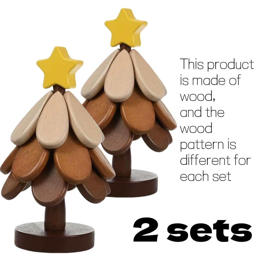 1/2set Wooden Christmas Tree Coaster Heat-Resistant Pad Set Multi-functional Table Mats for Home Kitchen Dining Holiday Decor