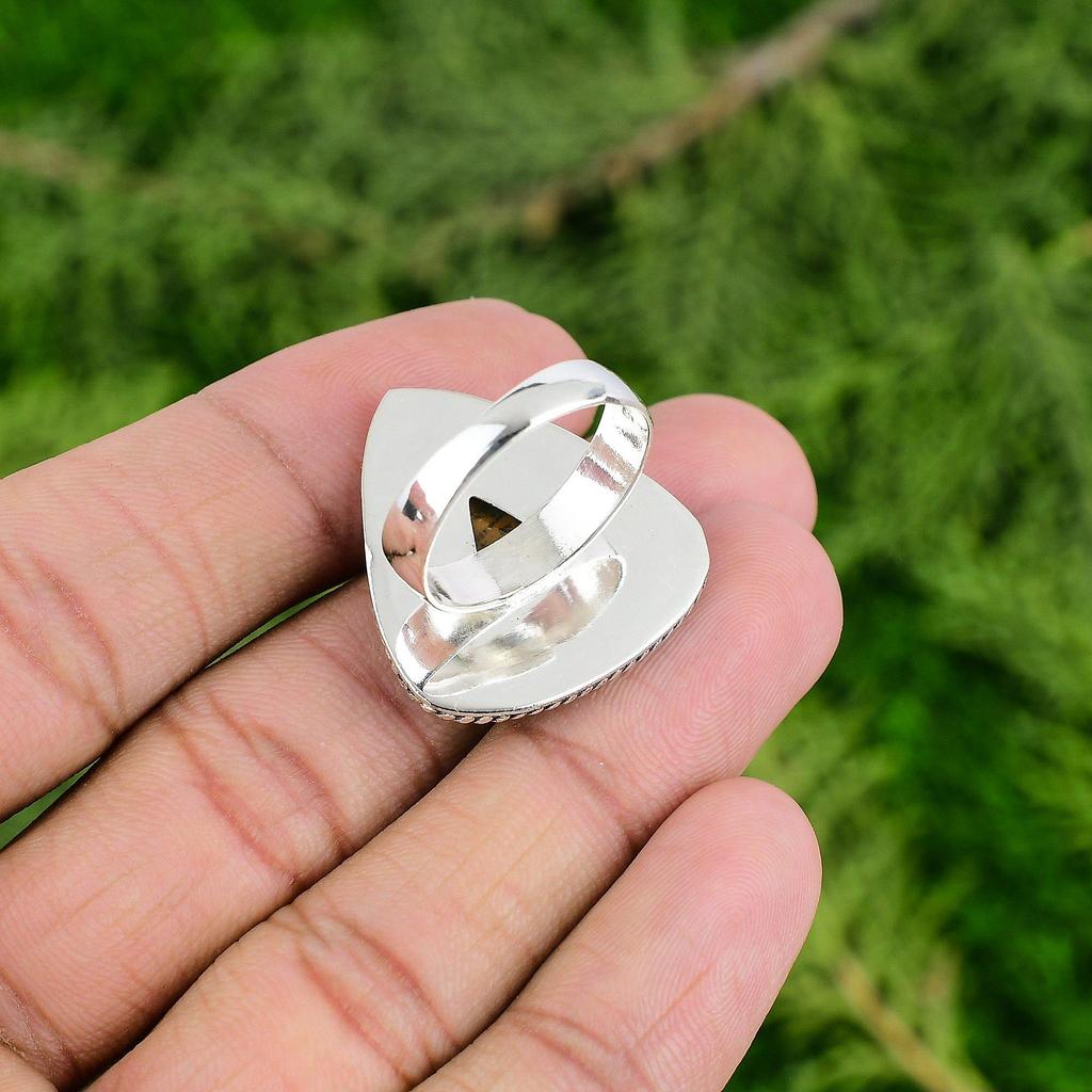 Trillion Mookaite Gemstone Engagement Daughter Ring Jewelry 925 Sterling Silver