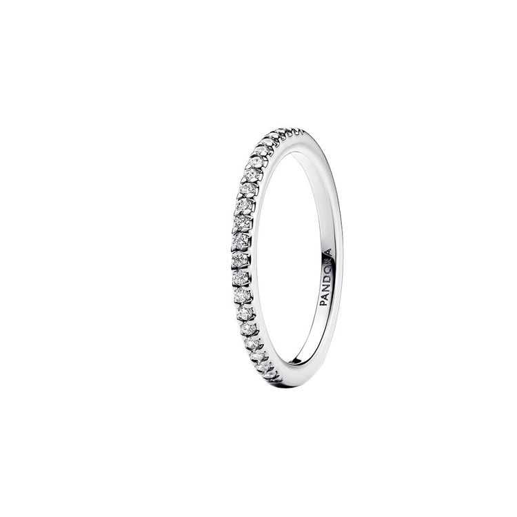Pandora Engraved Logo 925 Silver Cubic Zirconia Ring Women ring 192999C01