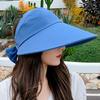 Women Outdoor Hat Long Brim Face Protection Adjustable Circumference Empty Top Pure Color Lightweight Gardening Travel Sun Cap