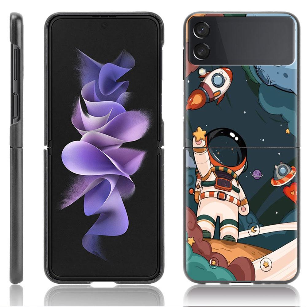 Роскошный чехол для Samsung Galaxy Z Flip 4 3 5G, черный ПК, жесткие чехлы для телефонов, модная задняя крышка ZFlip Funda, мультяшный крутой мешок астронавта