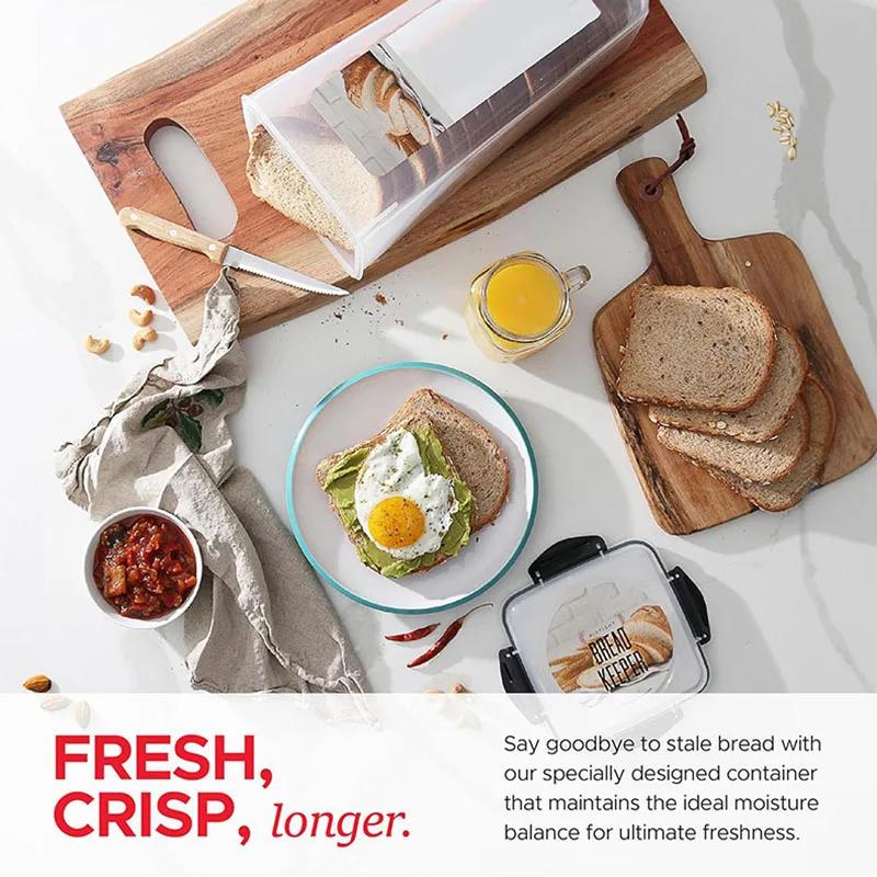 Пластиковая хлебница с герметичной крышкой и подносом Коробка для хранения хлеба Коробка для хранения хлеба для сэндвичей Коробка для хранения пасты Банка для зернового хлеба