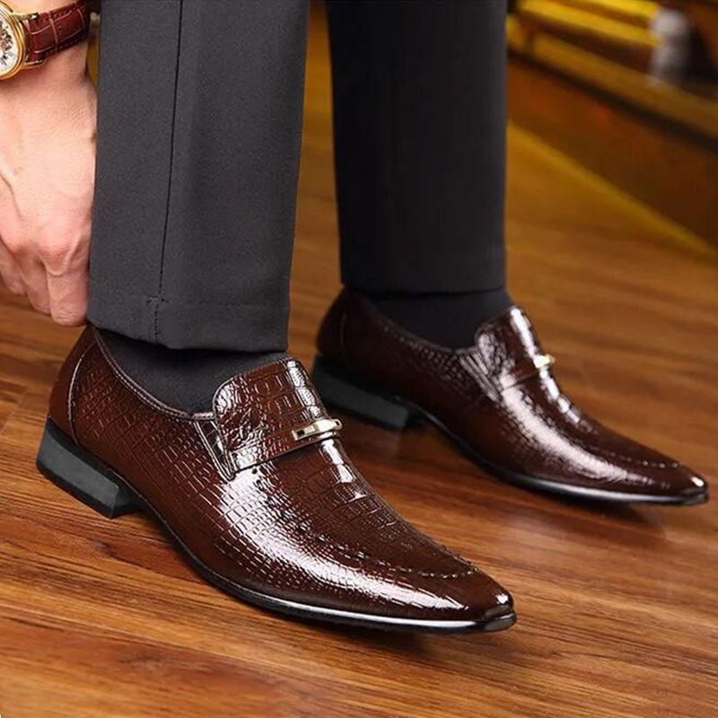 Mens Casual Leather Shoes Business Dress Shoes British Style Oxfords Shoes Wedding Shoes Big Size 38-48 Chaussure Homme Cuir