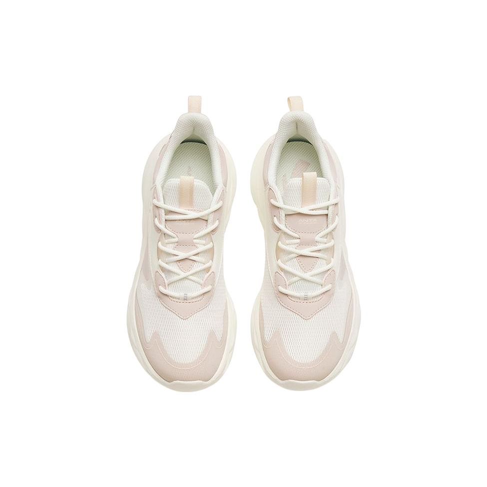 Anta Mian Mian Tan 2 Gel Technology Shock Absorption Wear Resistant Non Slip Low Top Running Shoes Women Sneaker White Gray 922315546-2