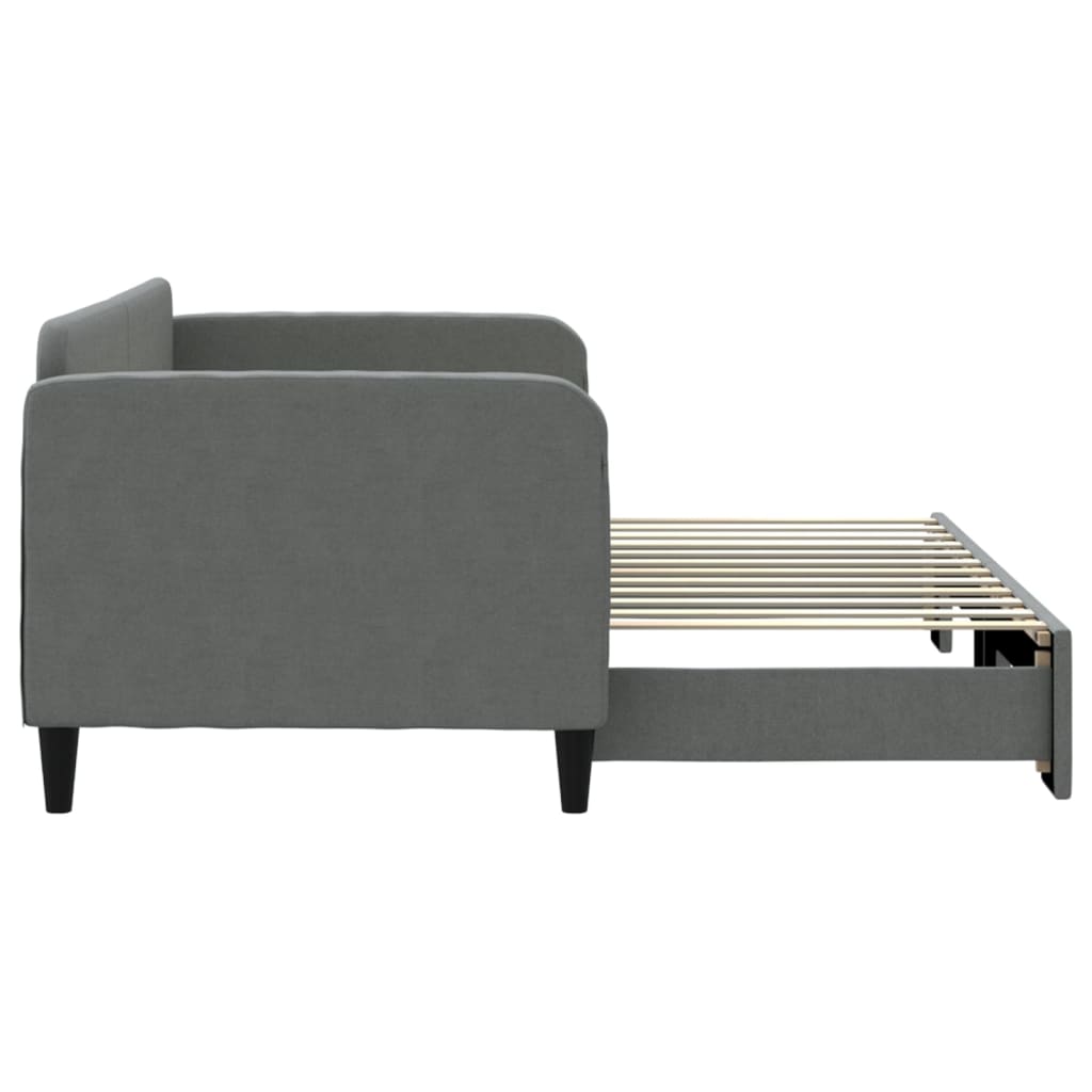 Pull Out Daybed Dark Grey 80 x 200 cm Fabric