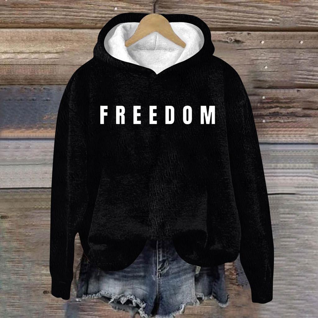 Ladies Fashion Casual Long Sleeve Printed Round Neck Hoodie Pullover Top