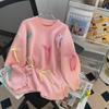 Pink Bow Lazy-Style Women's Sweater: 2024 New Autumn/Winter Loose-Fit, Sweet Age-Reducing Knitted Top