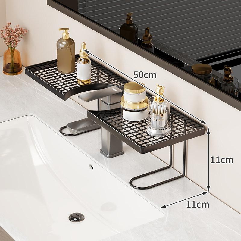 Household Mirror Front Toilet Rack Bathroom Washstand Wall-Mounted Faucet Non-Punching Sink Storage Multifunctional Fashion