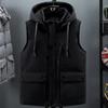 Батал L-7XL Зимние мужские безрукавки с капюшоном, повседневные, теплые жилеты, мужская верхняя одежда