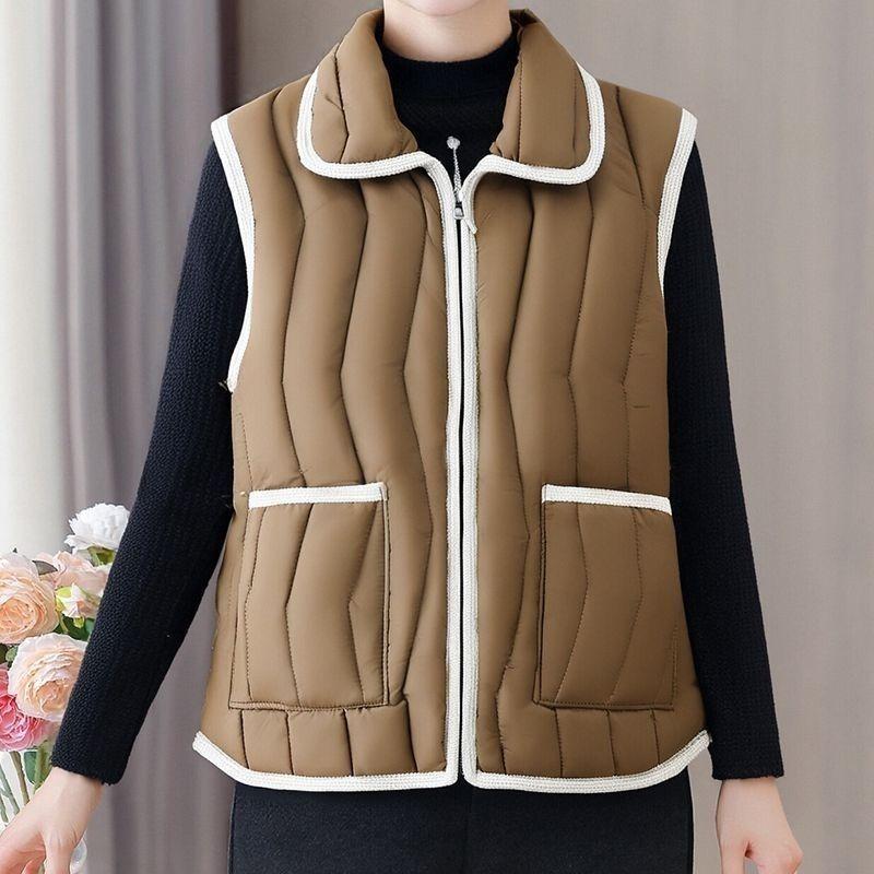 Лацкан Новая Осень и Зима Свободный Утепленный Универсальный Пиджак Жилет Теплый Жилет для Мамы Повседневный Жилет